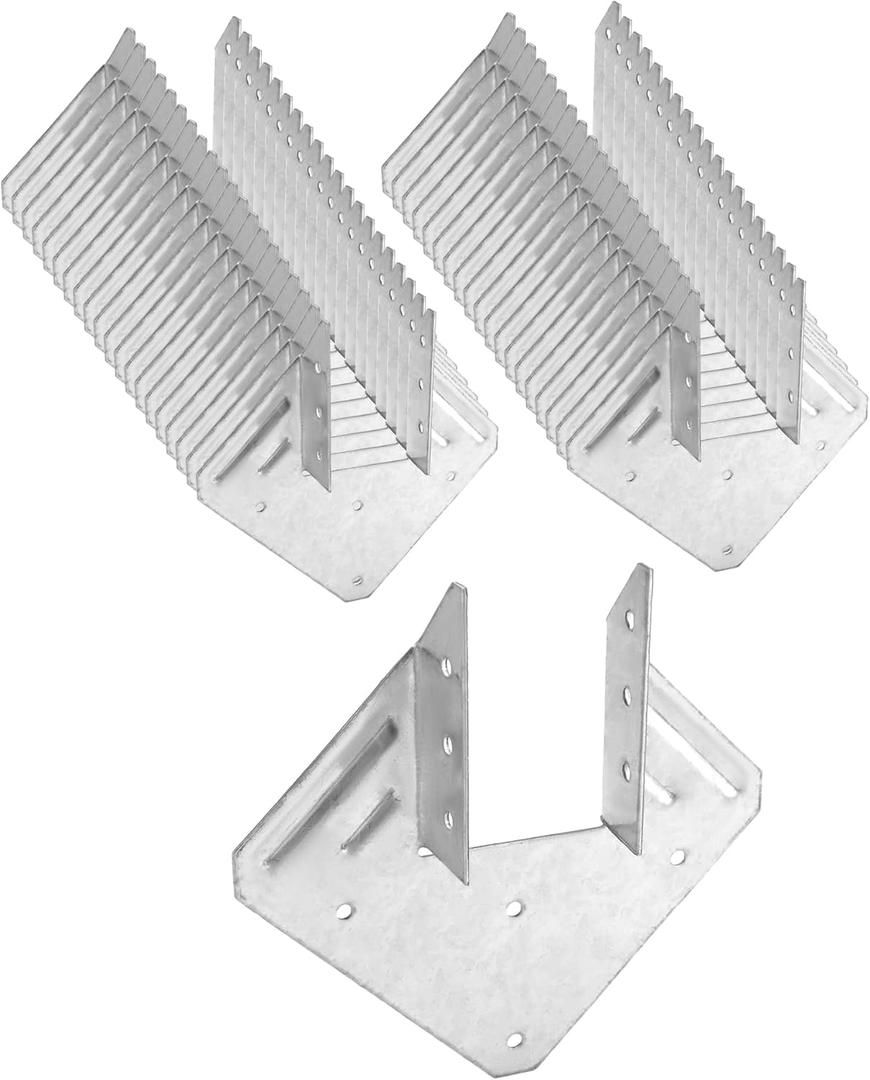 QWORK Galvanized 18-Gauge Hurricane Tie, 40 Pack Steel Connector for Roofing Trusses Wood Timber, Resist High Wind/ Earthquake Forces