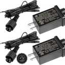 2Pack 12V 0.75A Yard Inflatable Plug Adapters with 2 10ft Extension Cables Replacement Class 2 Power Supply for Halloween Christmas Decoration Transformer US Plug for LED String Lights