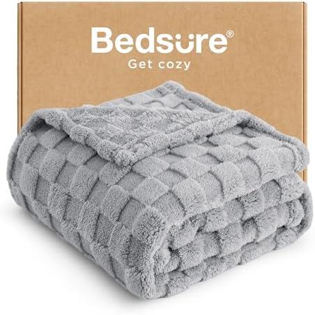 Bedsure Silver Grey Throw Blanket for Couch - Super Soft Cozy Blankets for Women, Cute Small Fleece Throws for Girls, 50x70 Inches