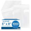 Spartan Industrial - 5" X 8" (1000 Count) Crystal Clear Resealable Cello Poly Bags for Jewelry, Treats, Party Favors - Self Seal