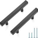 JOY DECOR 20 Pack 3 Inch Matte Black Square Cabinet Handles Stainless Steel Cabinet Hardware Pulls for Kitchen and Drawers with 5 Inch Overall Length