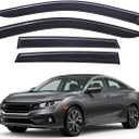 Lightronic Extra Durable Outside-Mount Off-Road Auto Vent Window Visors, Fits 2016-2021 Honda Civic (Sedan), UV Protection Rain Guards, Original Wind Deflectors, Smoke, 4-Pcs