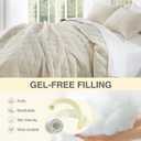 Corduroy Quilt Set Queen 90"x90", Lightweight All-Season Quilt with 2 Pillow Shams, Soft Fine-Striped Quilted Bed Cover, Beige