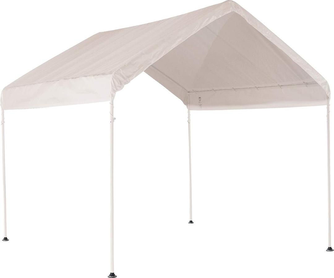 ShelterLogic 10' x 10' MaxAP Canopy Series Compact Outdoor Easy to Assemble Steel Metal Frame Canopy with 50+ UPF Sun Protection and Waterproof Cover, White, 23521, Style: 4-Leg Canopy