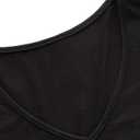 SweatyRocks Women's Casual V Neck Short Sleeve Soild Basic Crop Top T-Shirt (Medium, Black-3)