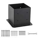 6x6 Post Base 4 Pcs, (Inner Size 5.6x5.6) Post Anchors, 13GA Thick Solid Steel & Black Powder Coated,Deck Post Brackets Support Deck Base Plate Pergola Brackets Fence Kit