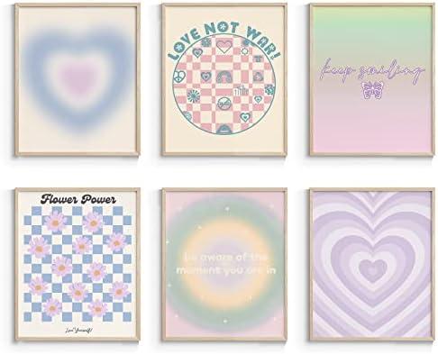 InSimSea Pastel Art Posters for Room Aesthetic Wall Decor, 11x14in Purple Preppy Aesthetic Wall Art for Living Room Bedroom, Bathroom Decor Wall Art (UNFRAMED)