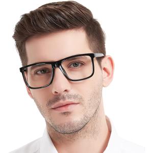 MARE AZZURO Oversized Square Reading Glasses Men Large Readers Big Face(Black, +3.00)