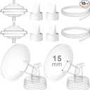 Gotocut Breast Pump Accessories Kit  15mm Flange Set Compatible with Spectra S1/S2/Motif Luna, Includes Valves, Tubing & Backflow Protectors