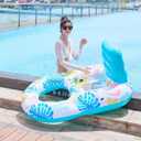 2 in 1 Floating Recliner Pool, Deluxe Inflatable Pool Float Adult with Backrest and Cup Holder, Cool Fun Pool Chair Float Bed, Pool, Beach, Enjoy Vacation, Age 15 + (Light green)