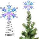 Lenwen Mini Snowflake Tree Topper Christmas Miniature Tree Topper Acrylic Small Snowflake Treetop Decoration Xmas Treetop Ornaments for Winter Holiday Party Decor (Clear,Iridescent)