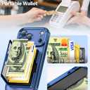Meifigno Designed for iPhone 17 Pro Max Case Wallet (3-4 Cards & Cash), Built-in Mirror & Kickstand, Surround Raised Lens Protection, for 17 Pro Max Case with Card Holder for Women (6.9"), Deep Blue