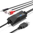 DigitalLife USB 2.0 Audio Capture Card Grabber - Dual RCA / 3.5mm Input Option, Audio Capture Device for Music Enthusiasts, Content Creators & Educators, Compatible with Windows, macOS, Linux