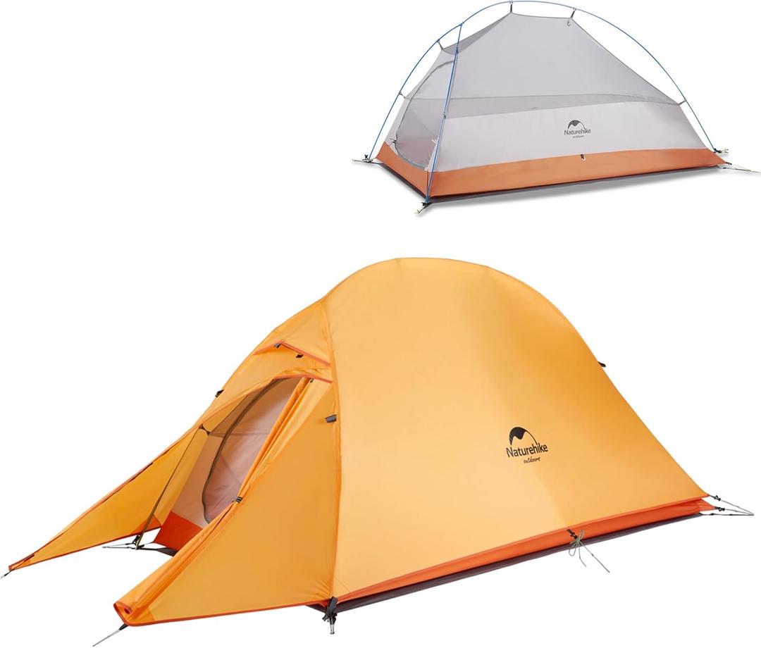 Naturehike Cloud Up 1 Person Tent, Lightweight Backpacking Tents for One Man, Waterproof Ultralight One Person Tent for Camping Hiking Backpacking (Orange)