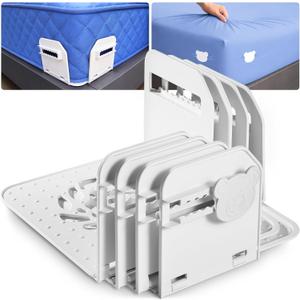 The Original Patented Bed Sheet Holders for Corners, Heavy Duty ABS Bed Sheet Straps with Anti-Slip Pads & Lock Clips, Keep Sheets Tight & Secure, Easy Installation, Fits All Mattress Sizes(Set of 4)