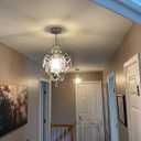 Modern Mini Chandelier,White Retro Crystal Light Fixtures Ceiling Mount 1 Light Small Crystal Chandeliers for Bedroom Elegant Hanging Lighting for Girls Room Dining Room Closet Kitchen Island
