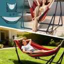 Anyoo 2 in 1 Hammock and Swinging Chair with Collapsible Steel Stand & Carrying Case,Portable & Adjustable,Easy Set Up for Outdoor,Indoor,Porch Swing,Patio,Garden,Camping Trip