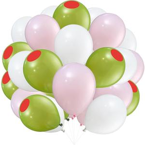 Hungdao 50 Pcs Martini Themed Party Decorations 10 Inch Martini Balloons for Bachelorette Party Bar Birthday Wedding Bridal Baby Shower Supplies(Olive,Pink,White)