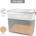 Large Fabric Storage Baskets | 50L Storage Bins, Decorative Linen Closet Baskets with Handles for Organizing, Shelf, Toys, Clothes, Home, Office, Nursery, 17x12x15Inches (Grey&White) 1 Pack Only