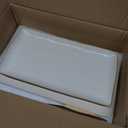 Famiware Serving Platter, Rectangular 15.67/14.1/12.6inch Serving Dishes for Entertaining, Microwave Dishwasher Safe, Stoneware Serving Trays for Party, Turkey, Cheese, Ocean Series, Vanilla White