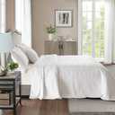 HoneiLife California King Quilt - Oversized King Bedspreads 120x120, 4-Piece Cal King Quilt Sets,Rustic Bedding Sets King Size,Reversible Coverlets Lightweight Bed Cover for All Season Use-White