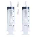 2 Pack 200ml Large Plastic Syringes for Scientific Labs, Liquid Dispensing Metric, and Multiple Uses