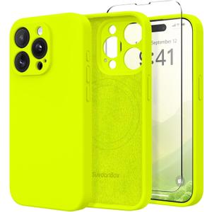 Magnetic for iPhone 14 Pro Max Case, Compatible with MagSafe, [Full Camera Protection][Screen Protector] Silicone Shockproof Protective Phone Case for iPhone 14 Pro Max, Green