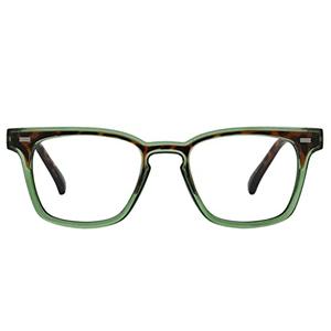Peepers by PeeperSpecs Strut Square Blue Light Blocking Reading Glasses, Green/Tortoise, 48 + 3.00