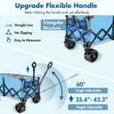 VILLEY Extended Collapsible Foldable Wagon with 330LBS Weight Capacity, 220L Heavy Duty Folding Utility Garden Cart with Big All-Terrain Beach Wheels with Brake & Drink Holders, Blue