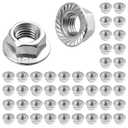 50 Pcs M10 x 1.5mm Flange Nuts,304 Stainless Steel Metric Serrated Flange Hex Flange Nuts, Bright Finish Lock Nuts,Silver