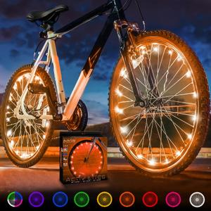 Activ Life 2-Tire Pack LED Bike Wheel Lights with Batteries Included, Get 100% Brighter and Visible from All Angles for Ultimate Safety and Style (Orange)