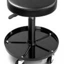 SATA Adjustable Rolling Shop Stool with Wheels, Heavy Duty 300 lbs Capacity Mechanics Chair, Rolling Garage Stool for Seated Work, 385mm Seat, 390mm Height