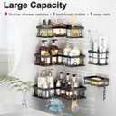 Liuoud Corner Shower Caddy 5 Pack, Rustproof Stainless Steel Shower Organizer with Soap Rack Toothbrush Holder, Large Capacity Adhesive No Drilling Bathroom Storage Decor Set, Black