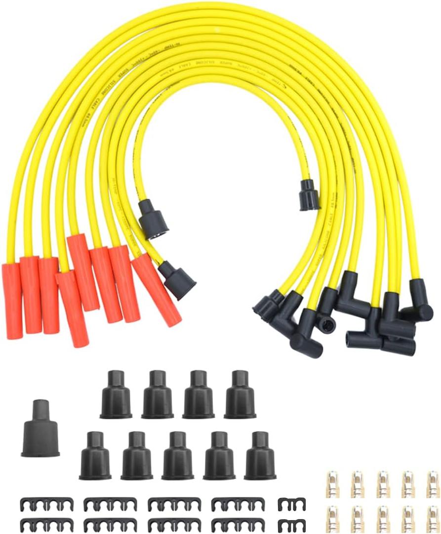 MAS 8mm Spark Plug Wire Compatible with GMC Chevrolet Ford SBC BBC Straight Boot Wires 305 307 327 350 400 396 402 427 454