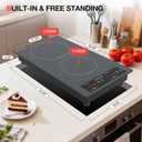 Double Induction Cooktop 110v-120v, GTKZW 2300W Electric Cooktop 20 inch Hot Plate Electric Stove Top with Plug in, Built-in and Countertop, 9 Power Levels, Timer & Safety Lock