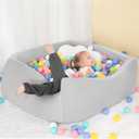 Square Foam Ball Pit for Toddler,35"x35"x12" Soft Ball Pit Pool with Removable Cover, Indoor Memory Sponge Ball Playpen Without Balls - Light Grey