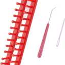 HOBBIESAY Long Knitting Loom 26cm Scarf Knitter Crochet Loom Rectangle Knitting Looms Knitting Kit with Hook Needle Red for Beginners Scarf Sweater Shawl Blankets Knittings Kit Hole:4mm