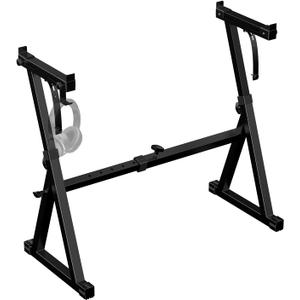 Rhymo Keyboard Stand Double-X, Heavy-Duty, Pre-Assembled Piano Stand for Kids and Adults, 8 Adjustable Digital Piano Stand with Locking Straps Fits 54 61 88 (Z)