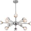 Modern Sputnik Crystal Chandelier Brushed Nickel Chandeliers 12-Lights Crystal Pendant LightCeiling Light Fixtures for Dining Room Bedroom Living Room G9 Bulbs