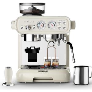 Espresso Machine With Grinder, 20 Bar Espresso Machine with Milk Frother Steam Wand, Espresso Machines for Home, Expresso Coffee Machines Professional, Cappuccino Latte Machine