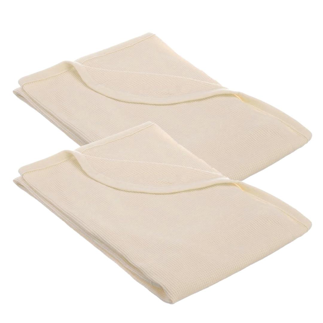 American Baby Company 100% Cotton Thermal Waffle Swaddle Blanket, Soft, Breathable & Stretchy, Cream, 2 Pack, 30" x 40" for Boys and Girls, Perfect for Swaddling, Travel and Gifting
