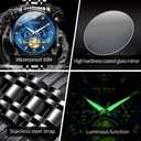 OLEVS Mens Watches Chronograph Watch Luxury Dress Stainless Steel Waterproof Watches for Men Moon Phase Luminous Business Calendar Wrist Watch Blue/Black/Green/Gold/Face