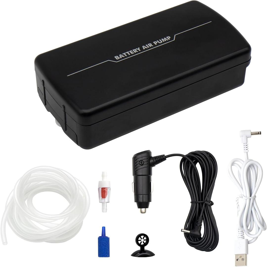 Small Aerator for Fish 6 Gallons/19GPH-35GPH,Aerator for Bait Bucket,Adjustable USB Air Pump,Quiet Voice,with Car Cigarette Lighter, Suitable for Tropical Fish Enthusiasts and Fishing Enthusiasts