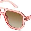 livho Trendy Polarized Square Aviator Sunglasses Women Men Square Eyewear Frame, Retro Sun Glasses for Women Men 2025 Shades (Pink/Light Brown)