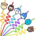 24pcs BalloonMon Drinking Straws - Reusable, Translucent, and Fun Party Decorations for Kids and Adults - for kids Party Favors,Birthday Party SuppliesSea Animals