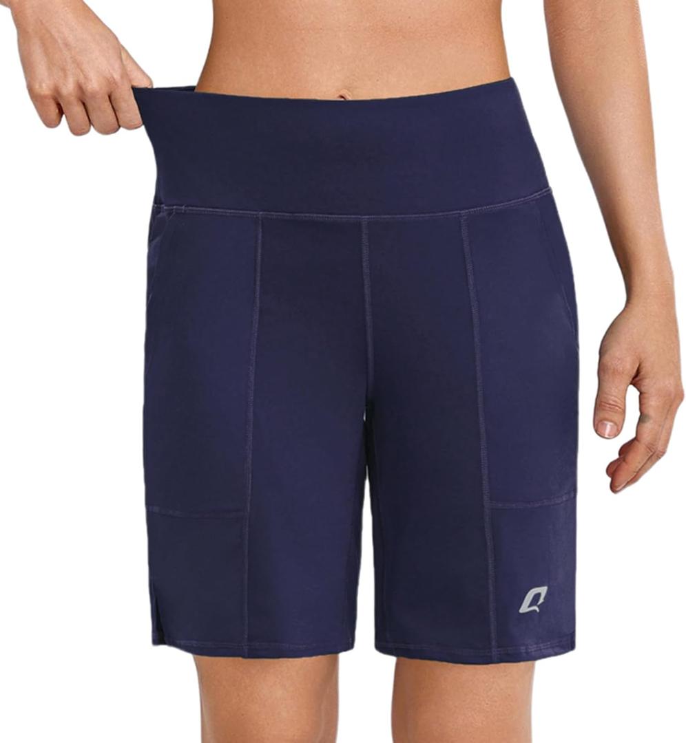 Quenteen Bermuda Shorts for Women 9" Knee Length Athletic Sweat Shorts High Waisted Yoga Jogger (XXL)