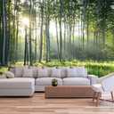 Reyhui Sunshine Forest Mural Wallpaper Landscape Tree Wallpaper Large Nature Scenery Wall Mural for Living Room (not self-Adhesive)