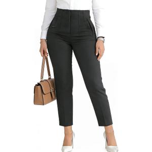 BIRW Womens High Waisted Pants 2026 Trendy Skinny Business Work Casual Pencil Trousers with Pockets (Large, Dark Grey)