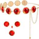 VONMELLI Halloween Cosplay Waist Belt for Women Adjustable Stone Chain Red Gems Belt for Halloween Costumes