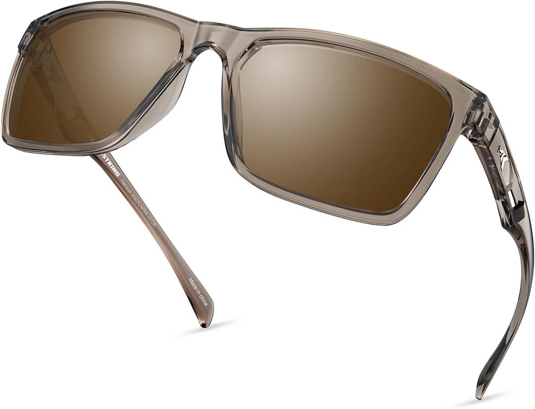 KastKing FlatRock Polarized Sport Sunglasses for Men and Women, Ideal for Driving Fishing Cycling Running, UV Protection (Frame: Gray Crystal /Lens: Brown)